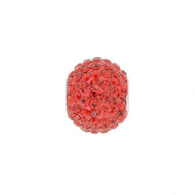 Blinx Jewels Zilveren Hanger Rode Bol Steentjes Strass