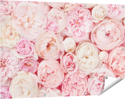 Gards Tuinposter Witte Roze Rozen Boeket - Bloemen - 120x80 cm - Tuindoek - Tuindecoratie - Wanddecoratie buiten - Tuinschilderij