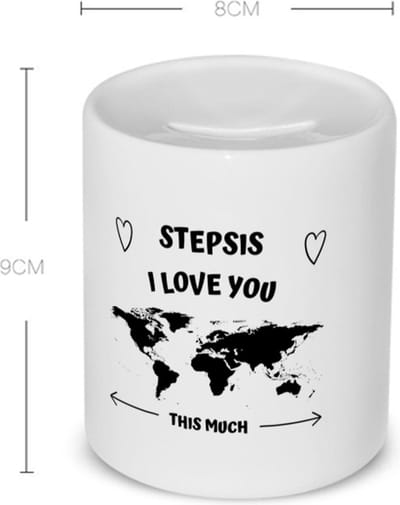 Akyol - stepsis i love you this much Spaarpot - Zus - geweldige stiefzus - liefste stiefzus - verjaardag - cadeau - kado - bedankje - geschenk - 350 ML inhoud