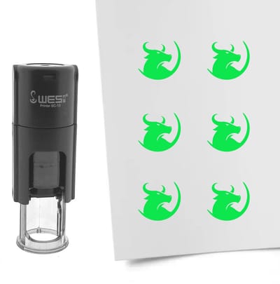 CombiCraft Stempel stier 10mm rond groene inkt - per 1 stuk