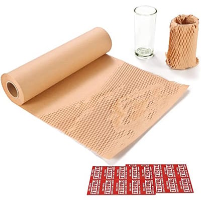 Honingraat Verpakking/Inpakpapier voor Verhuizen en Verzenden - 12" x 100ft met Fragiele Stickers