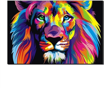 Aquarel Leeuw Poster - Dieren Canvas Muurkunst - Woonkamer Decoratie - Klaar om op te hangen