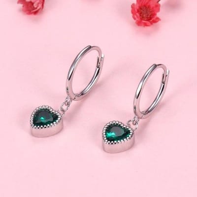 925 Sterling Zilver Oorgesp Groene Diamant Oorbellen Lichte Luxe Persoonlijkheid Super Fee Hart Oorbellen Ronde Diamant Oorbellen zilver