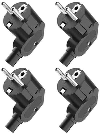 4 Stuks Schuko Stekkers voor Binnengebruik - IP20 Plastieken Stekkers 250V (16A) voor 8-10 mm Kabel