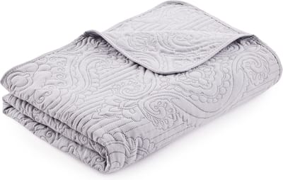 La'Moussawi ® Stijlvolle Lichtgrijze Bedsprei met Ornamenten en Gewatteerde Details in XXL-formaat