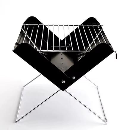 Opvouwbare X-Vorm Houtskool BBQ Grill – Draagbare Mini Barbecue voor Buiten – Camping, Picknick en Tuin – 30x26x30 cm