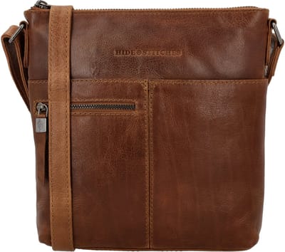 Hide & Stitches Porto Crossbody Schoudertas - Ritsvakken - Top Kwaliteit - Leren Dames Tas - Bruin
