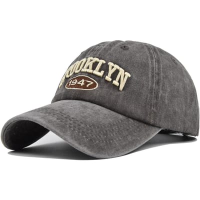 Hoogwaardige baseballpet met Brooklyn-borduurwerk voor mannen en vrouwen, modieuze effen vintage pet met klep, verstelbare snapback-sluiting voor buiten. 54-60cm gray