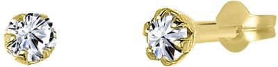 Lucardi Dames oorbellen rond 2mm zirkonia - Oorbellen - Cadeau - 14 Karaat Goud - Geelgoud
