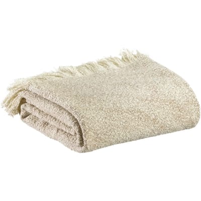 Gebreide plaid Jane in chiné - Bruin - Gerecycled polyester en katoen (130 x 160 cm)