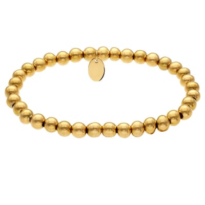 Lucardi - Dames Stalen goldplated kralenarmband voor dames - Armband - Staal - Goudkleurig - 16 cm