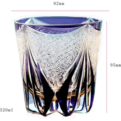 320ml Edo Kiriko Whisky Tumbler Kleur Paars Grijs Handgesneden Japans Glaswerk Voor Sterke Dranken 320ml paars