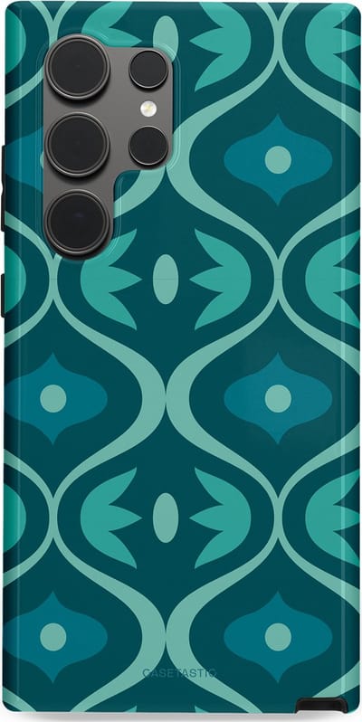 Casetastic hoesje geschikt voor Samsung Galaxy S24 Ultra - Dubbellaagse bescherming - Decoratief Blauwgroen - Fashion Case - Petrol