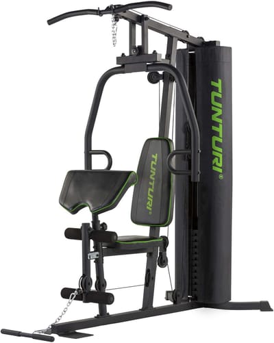 Tunturi HG20 Krachtstation met gewichten - Compacte home gym met lat pulley - Fitness krachtstation voor thuis - Compact en multifunctioneel - Incl. gratis fitness app
