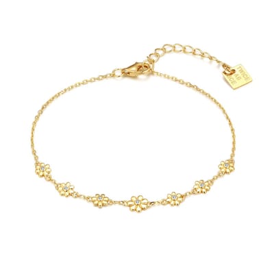 Twice As Nice Armband in zilver, bloemetjes met zirkonia Goudkleurig 16cm+3cm