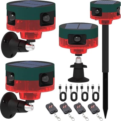 Zonne Alarm - Bewegingsmelder Sirene - Buiten Beveiliging - 13 Geluiden Opname - 4 Stuks