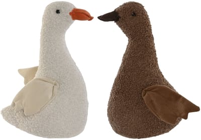 Item Deurstopper eend - wit/bruin - kinderkamer - 21 x 12 x 29 cm