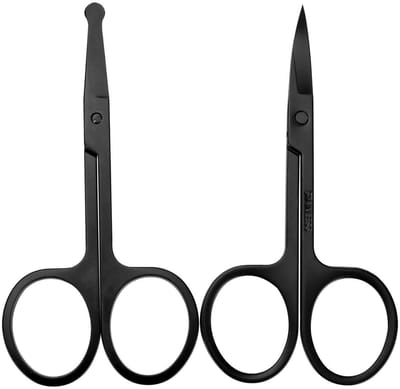 Cosensi- Schaartje - Schaar voor het trimmen van wenkbrauwen - Neus- en oorhaarschaar - Veilig met stompe randen - Precisie knippen - Set van 2 stuks - Schoonmaakschaartje