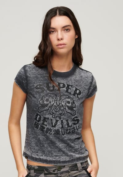Superdry - Retro Rocker-T-shirt met korte mouwen - Dames - T-shirts