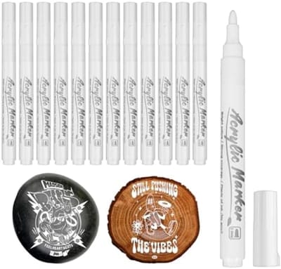 PromoHome Acryl Verfmarker Set - 12 Stuks Witte Permanente Markers voor Creatieve Projecten