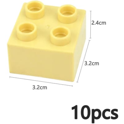10 Pièces Blocs de Construction Colorés Grande Taille 2x2 Points Grandes Figurines Briques à Impression Épaisse Jouets Éducatifs pour Enfant Compatibles avec Duploes