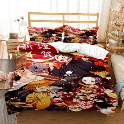 Hot Anime Demon Slayer Beddengoedset Japanse Cartoon Bedlinnen 200x220 Tieners Meisjes Twin Single Queen King Full Dekbedovertrek Sets EU SK 260x220cm