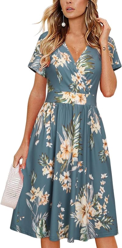 Zomerjurk Dames - Casual Jurk - Dagelijks Gebruik - Met Handige Zakken - Knielang - Bloemenprint