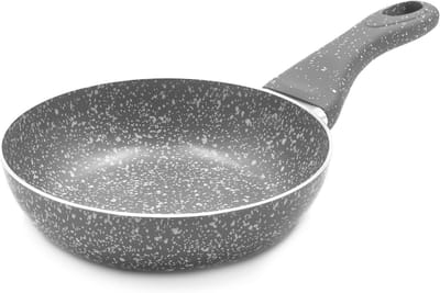 Antiaanbakpan - Koekenpan Steenlook - Lekker Koken - Soft Touch Handgreep - 20 cm - Grijs