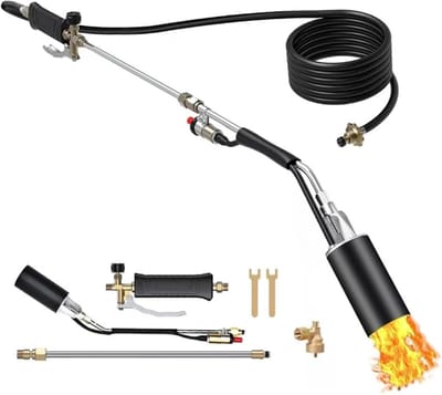 Onkruidbrander - Vlamwerper Tuin - Onkruid Verwijderen - Turbo Trigger Ontsteking - 45cm Pakket - Zilver Zwart