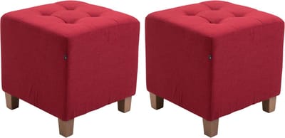 CLP Pharao Set van 2 hockers - Kruk - Vierkant - antiek-licht - rood