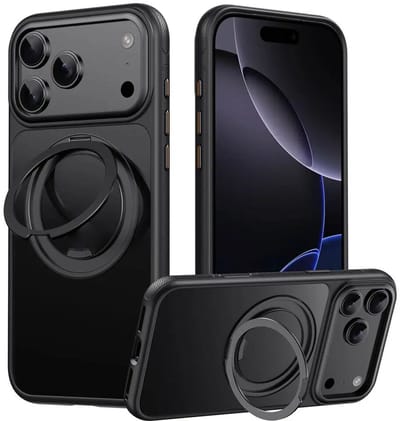 Premium Hoesje geschikt voor Apple iPhone 17 Pro - MagSafe Kickstand - Zwart