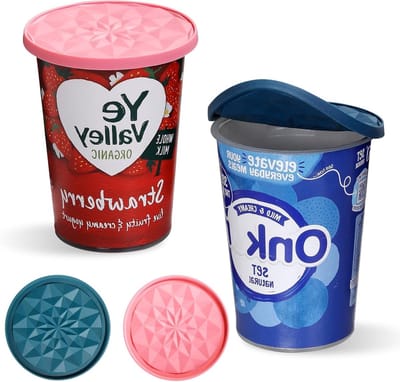 Herbruikbare Siliconen Deksel voor Yoghurtbekers - Set van 2, Lekvrij en Multifunctioneel, Geschikt voor Bekers en Schalen, Ideaal voor Vershoudoplossingen
