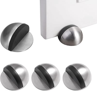 Dailygoods- Deurstopper Zelfklevend - Roestvrij Stalen Deurstoppers - Geluidsreductie - Voor Gladde Vloeren - Eenvoudig te Installeren - Set van 4