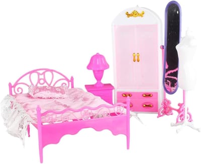 Poppenhuis Meubels - Miniatuur Set - Decoratie Poppenhuis - Vijf Delige Set - 1/6 Schaal - Meerkleurig