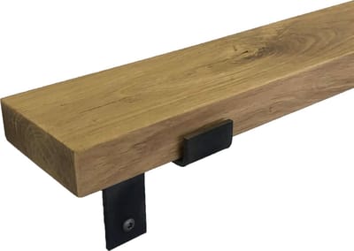 GoudmetHout® Wandplank Industrieel - 40 x 10 cm Muurplank - Eiken Hout - Decoratie Wandrek & Boekenrek - Hangplank Keuken - Wall Shelf + 2 Plankdragers van Ruw Staal