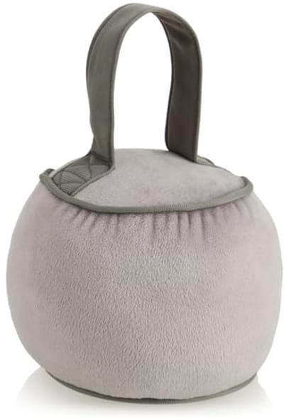 SnelShoppen - Deurstopper met Handvat - Extra Zwaar 1.8 kg - Versterkte Naden - Ronde Zachte Stopper voor Raam en Deur (Rond-Taupe)