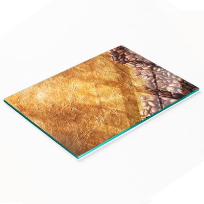 Duurzame en stijlvolle glazen snijplank met koffieboonpatroon 80x52 cm