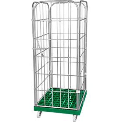 Kunststof rolplaat met 2 zijhekken, 1 achterwand, 1 voorwand, groen RAL 6024
