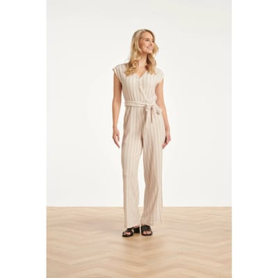 Smashed Lemon Gestreepte jumpsuit met ingeweven structuur |