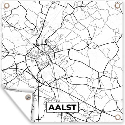 Tuin poster België – Aalst – Stadskaart – Kaart – Zwart Wit – Plattegrond - 200x200 cm - Tuindoek