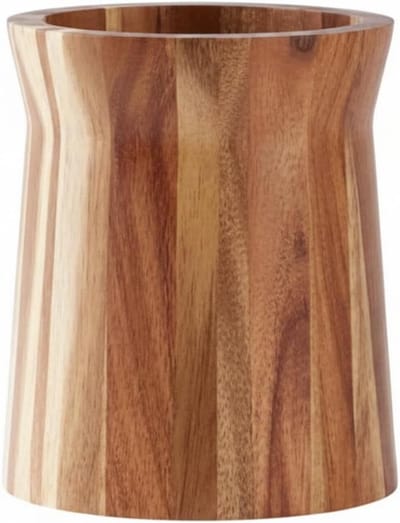VHV - Keukengerei Houder - Acaciahout Bestekhouder 360° Draaibaar - 15 x 18,5 cm - Houten Keukenhouder voor Aanrecht