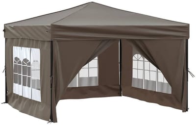 Partytent opvouwbaar - Paviljoen - 3x3 - Easy up - Waterdicht - met Zijwanden - Weerbestendig - Taupe