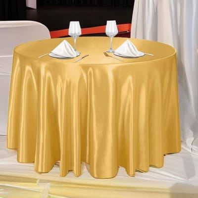 Ronde tafelkleed satijnen tafelkleed goudkleurig polyester voor bruiloft/banket/restaurant - zijdezachte satijnen eettafeldecoraties Diameter 150cm goud