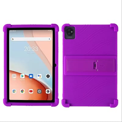 Dailygoods - Hoesje voor Blackview Tab 70 WiFi - Zachte TPU siliconen bescherming - Airbag valbescherming - Paars - Multifunctionele beugel - Geschikt...