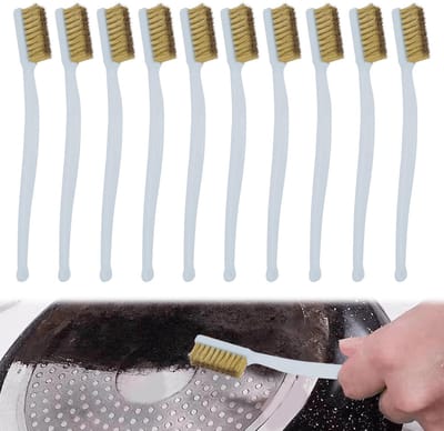 Dailygoods- Metaalborstels Set van 10 - Messing Reinigingsborstel - Ergonomisch Ontwerp - Duurzaam - Voor Spoelbak/Oven - Effectieve Vlekverwijdering
