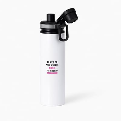 Hacebo® - ik heb de meest geweldige nicht van wereld (klopt, deze mok heb ik van haar) waterfles met draaidop grijs - de meest geweldigste nicht - verjaardagscadeau - verjaardag - cadeau - cadeautje voor nicht - water fles - 850ML