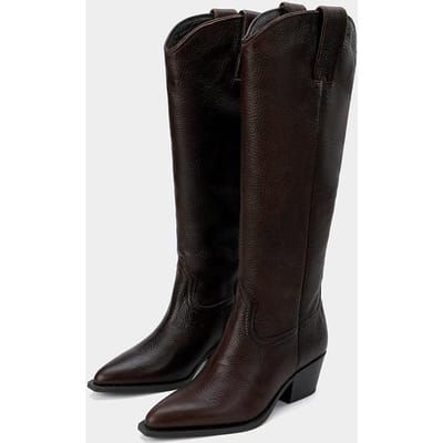 Dikke Hak Kniehoge Laarzen Vrouwen Lente Herfst Leren Schoenen Dames Western Cowboy Laarzen Britse Stijl Puntige Neus Lange Laars 38 black