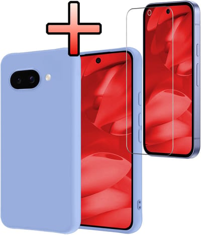 Hoesje - Met Screenprotector - Geschikt voor Google Pixel 9a - Sterk & Shockproof - Back Cover - Siliconen Case - Telefoon Hoes - Lichtblauw