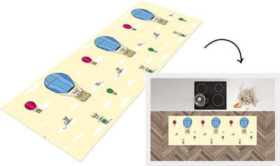 Keukenloper - Loper keuken - Patroon - Muis - Luchtballon - 150x50 cm - Keukenloper vinyl