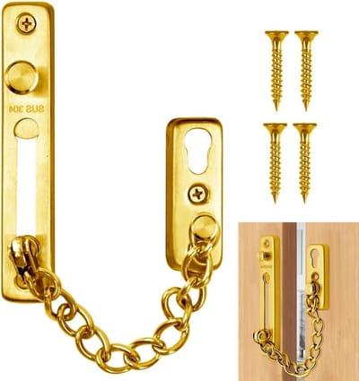 Veiligheidsslot met Ketting voor Deuren - Inbraakbeveiliging, Robuuste Beveiliging, Geschikt voor Thuisgebruik (Elegant Goud)